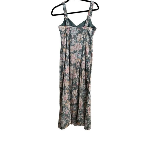 We Are Kindred Isobel Linen Gathered Sweetheart Midi Dress SZ 4 Floral Feminine - Picture 3 of 11